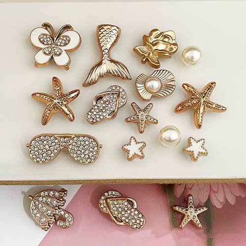 16pcs 3 fishtail shoe charms sparkling suitable for clogs sandals beach decorations diy detachable shoe accessories with sea themed decor for parties for slippers decorations holiday gifts
