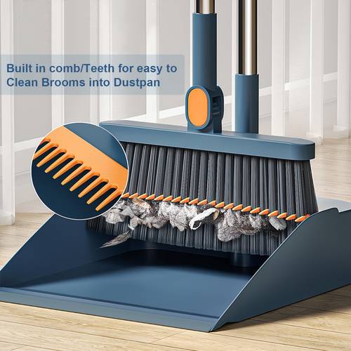 2 in 1 foldable broom and dustpan set rotating design multi functional household cleaning tool combination convenient storage for effortless cleaning practical set for home kitchens and bathrooms holiday gift