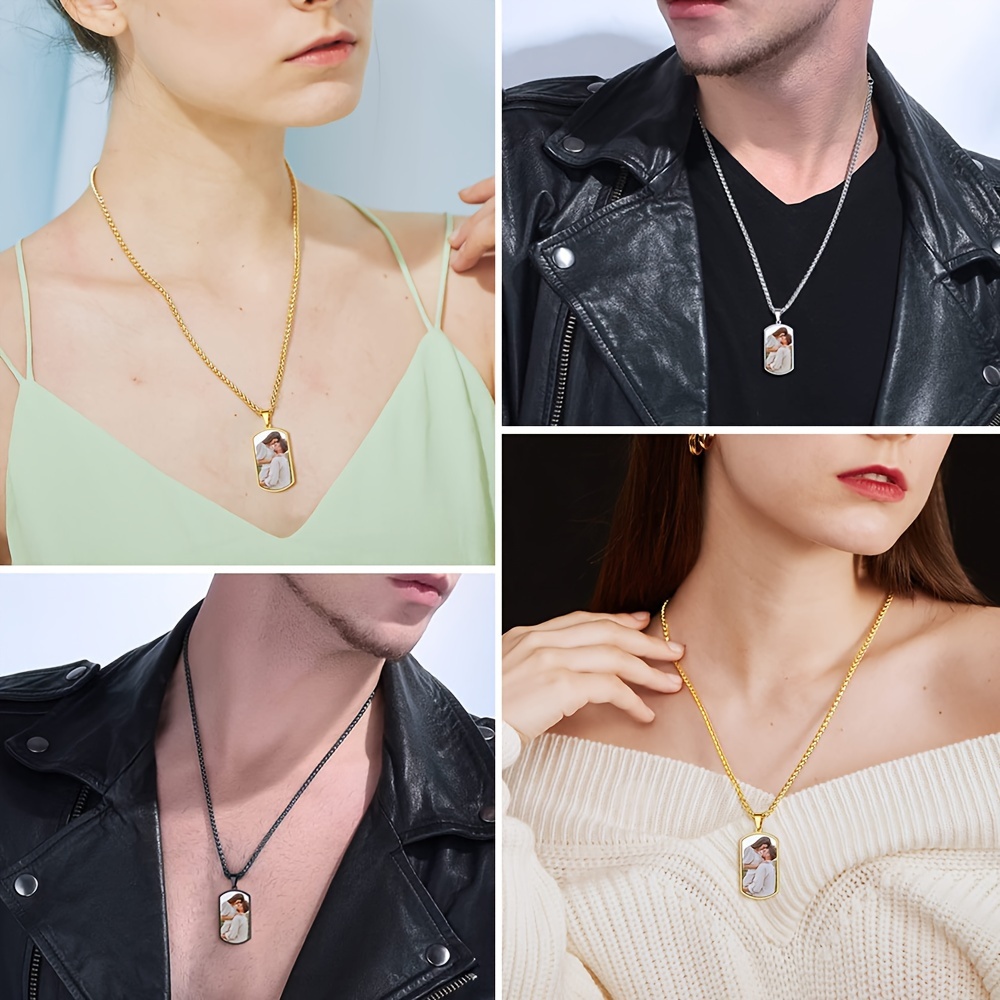 

Collier pendentif personnalisé avec photo, en acier inoxydable plaqué or 18 carats, collier pendentif photo coloré personnalisé, cadeau de bijoux personnalisé pour femmes, cadeau de la fête des mères