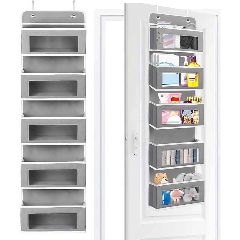 TEMU 5-tier Transparent Over-the-door Hanging Organizer Shelf - Foldable Detachable Wall-mounted Storage Rack With Transparent Shelves Suitable For
