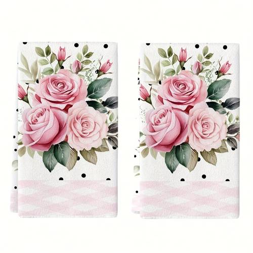 cleaning cloth 2pcs kitchen towels diamond check border pattern kitchen towels gift for super absorbent kitchen dishcloth utensil drying towel cleaning cloth machine washable multifunctional holiday decoration