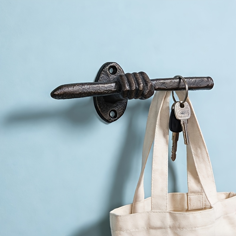 TEMU Cast Iron Wall Hook Featuring A Short Stick Design. A Sturdy Solution For Hanging Keys, Jackets, Hats, Bags, Scarves, And Jewelry. Ideal For