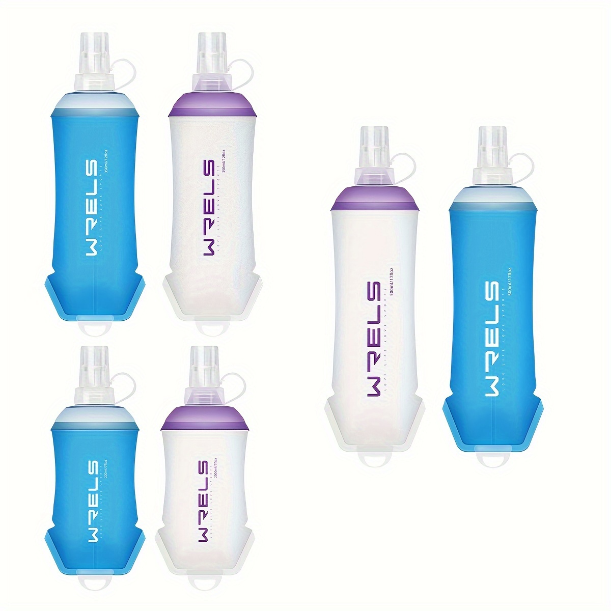1pc, WRELS Hanging Ring Soft Water Bottle, Outdoor Sports Water Bottle, Stay Cool and Hydrated on the Trip, Soft Folding Sports Water Bottle with Lid and Hanging Loop, Suitable for Running, Hiking, Cycling, Fitness Sports, Travel Camping