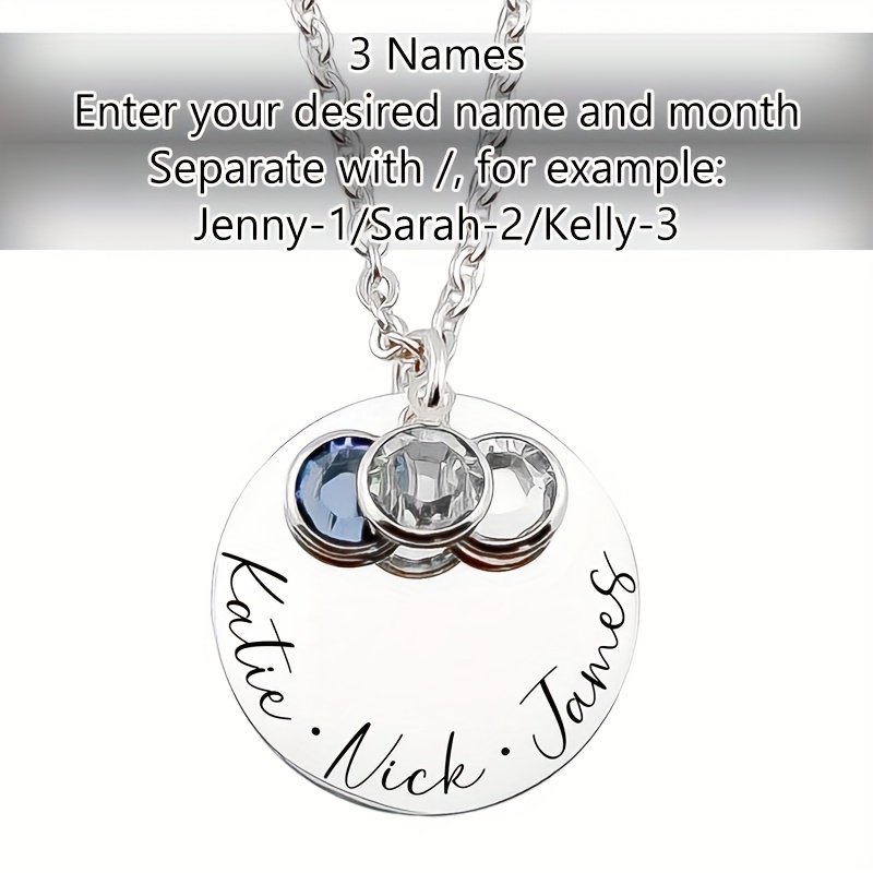TEMU Custom 1-3 English Names And Birthstone Ladies Fashion Pendant, Custom Initial Letter 18k Gold-plated Stainless Steel Necklace, Bohemian Style