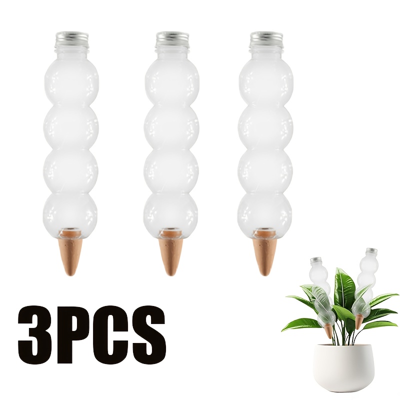 E-shop 3er-Set Exklusive automatische Wasserspender für Pflanzenliebhaber, lang, Kürbisförmig, 500ml (16.91Oz) großes Wasserspeicherfass, 7 Tage
