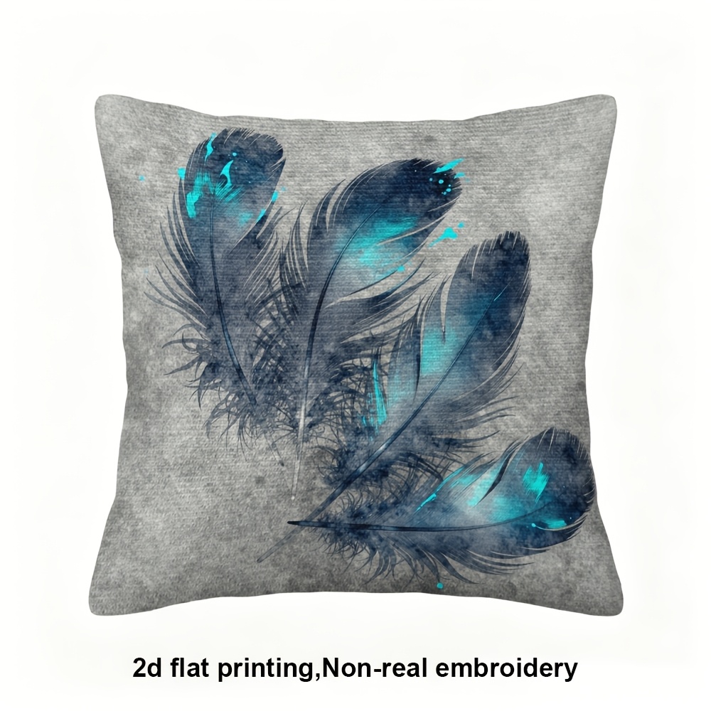TEMU 1pc Pillowcase, 2d Flat Print, Blue And Art, Turquoise Pillowcase, Single-sided Print, Polyester Material, Decorative Pillowcase, Suitable For