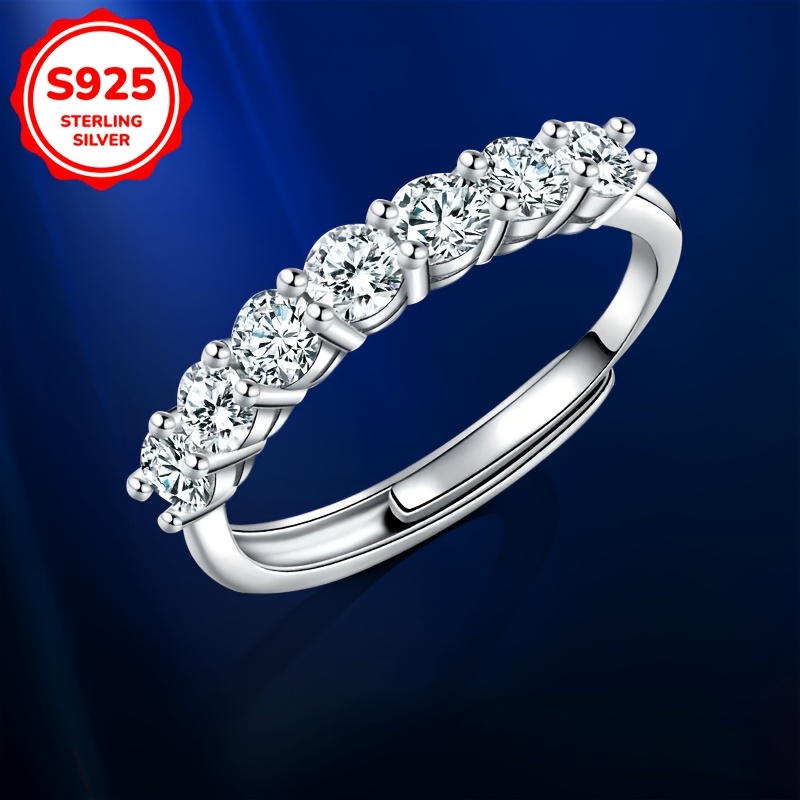 925 Silver Women's Ring with Synthetic Zirconia - Adjustable and Elegant