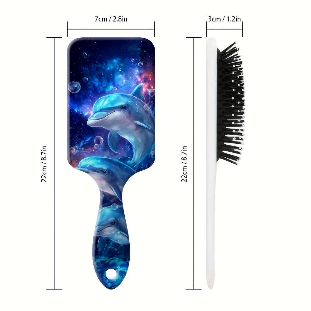 TEMU 1pc A Sturdy Hair Comb Featuring Design In A Colorful Ocean Theme, Suitable For Scalp Massage And Regular Use With A Handle