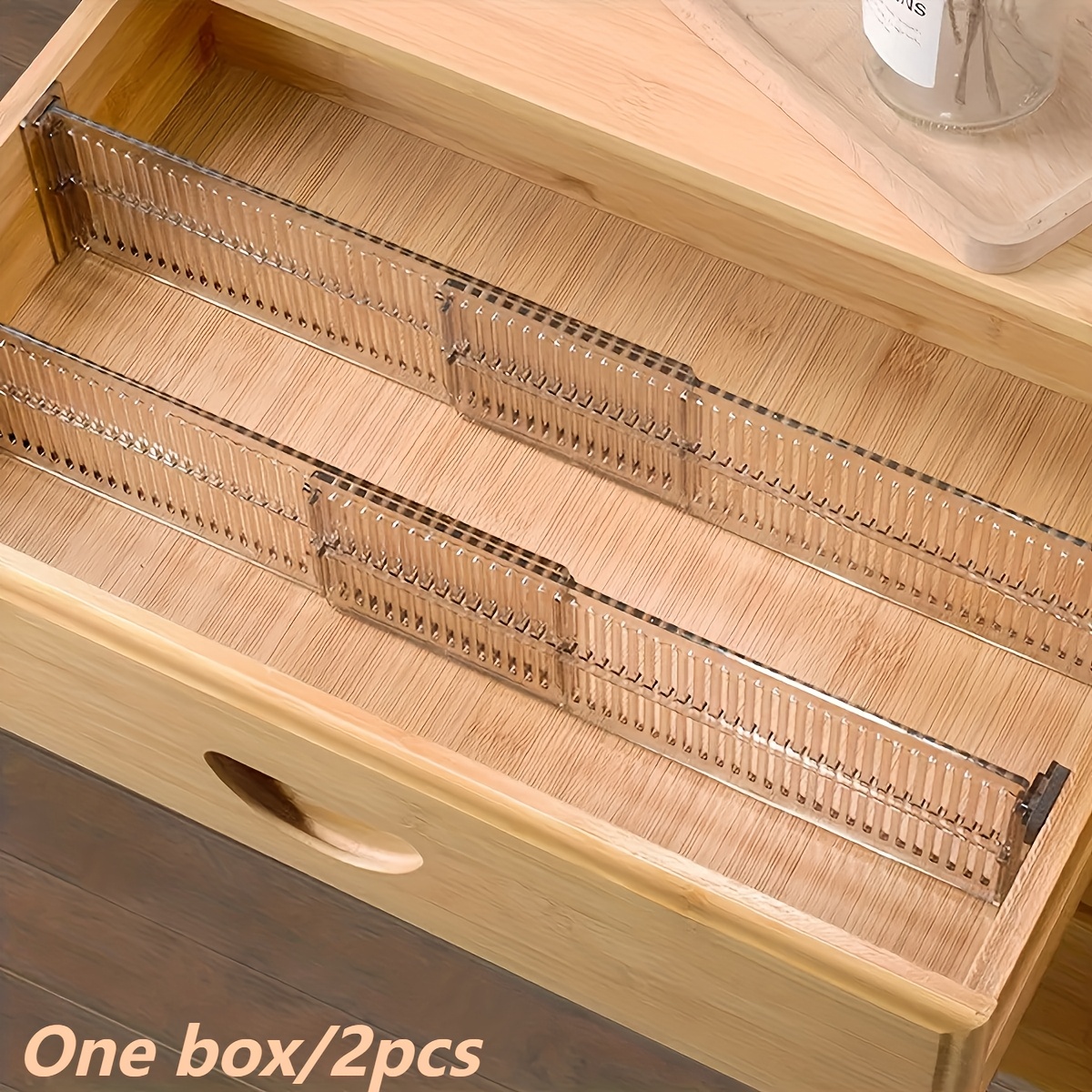 2pcs Drawer Storage Divider, Plastic Transparent Drawer Divider, Combined Horizontally And For Organization, Drawer Compartment Divider, For Underwear Sock Storage Organization