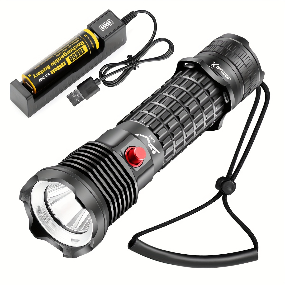 Diving Flashlight Rechargeable Battery Underwater - Temu