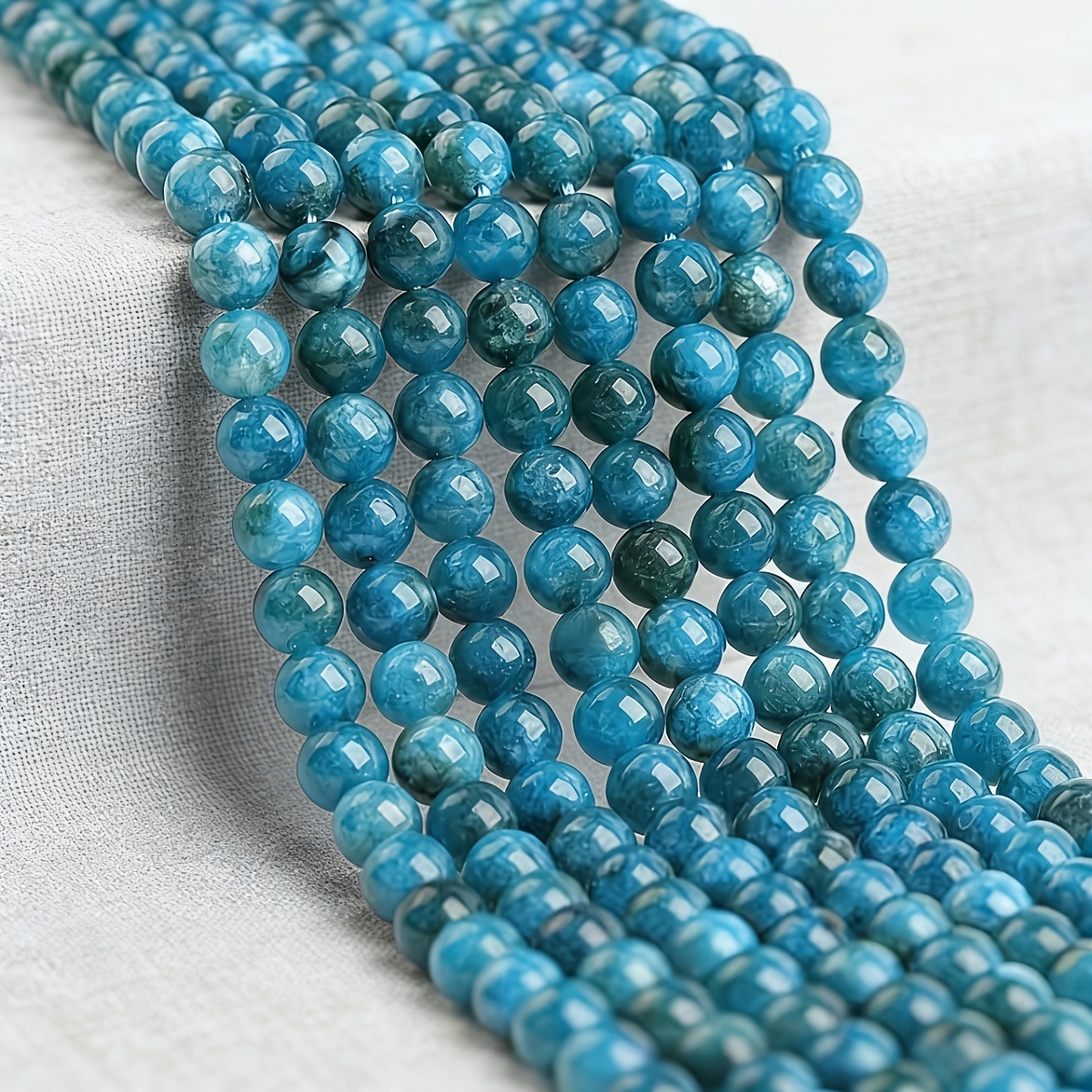 TEMU Perline in apatite naturale, perline in , utilizzate come perline per gioielli fai da te. Perline blu brillanti, adatte come materiali fai da te