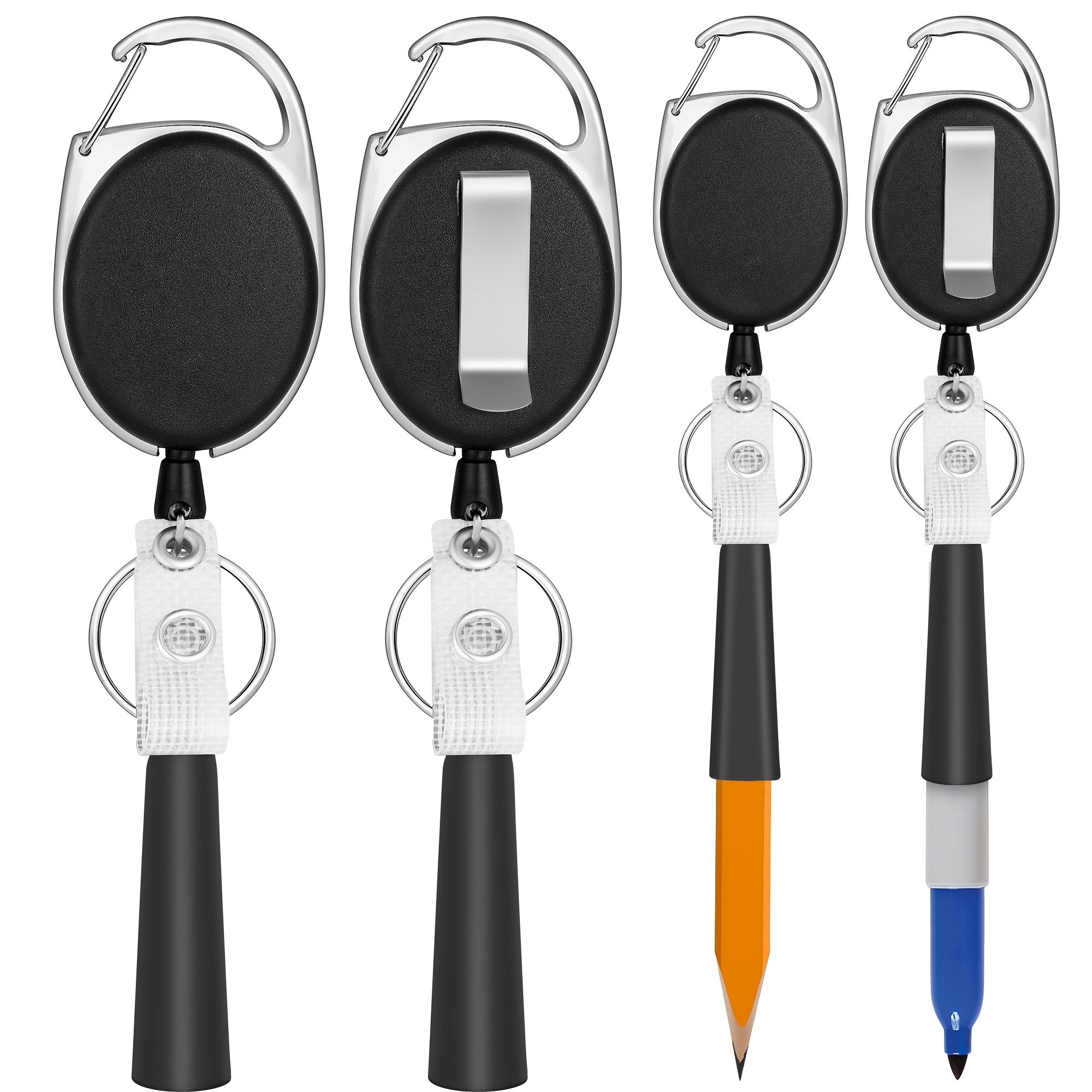 TEMU 2 4 Retractable Pencil Holders, Equipped With .5-inch (80cm) Line, Made Of Elastic Silicone, Perfect For Carpenters, Nurses, Mechanics, , And