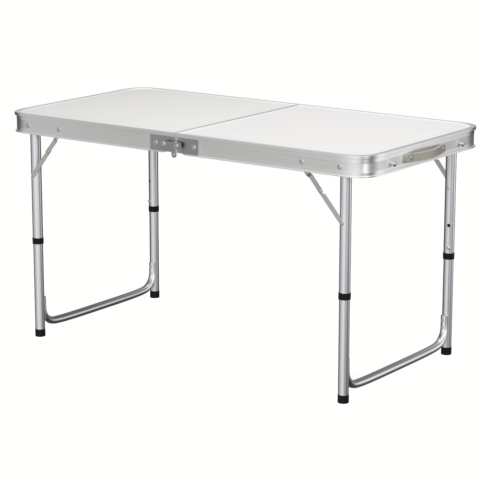 TEMU 120cm/4ft Folding Table Picnic Table Foldable Portable Folding Camping Table Adjustable Height Compact Trestle Table With Carrying Handle For