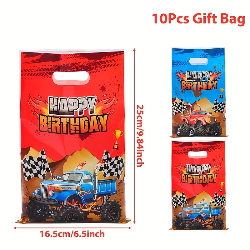 10/25/50pcs, Monster Truck Birthday Gift Bags, Monster Truck Party Small Favor Packaging Bag, Birthday Party Gift Handbags, Monster Truck Birthday Decorations, Happy Birthday Decorations