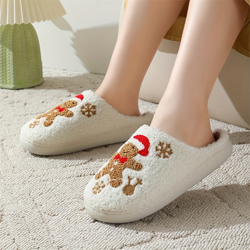 

Cozy Gingerbread For Man Women's Winter Slippers - Warm, Plush Indoor Shoes With Non-slip Tpr Sole For Couples