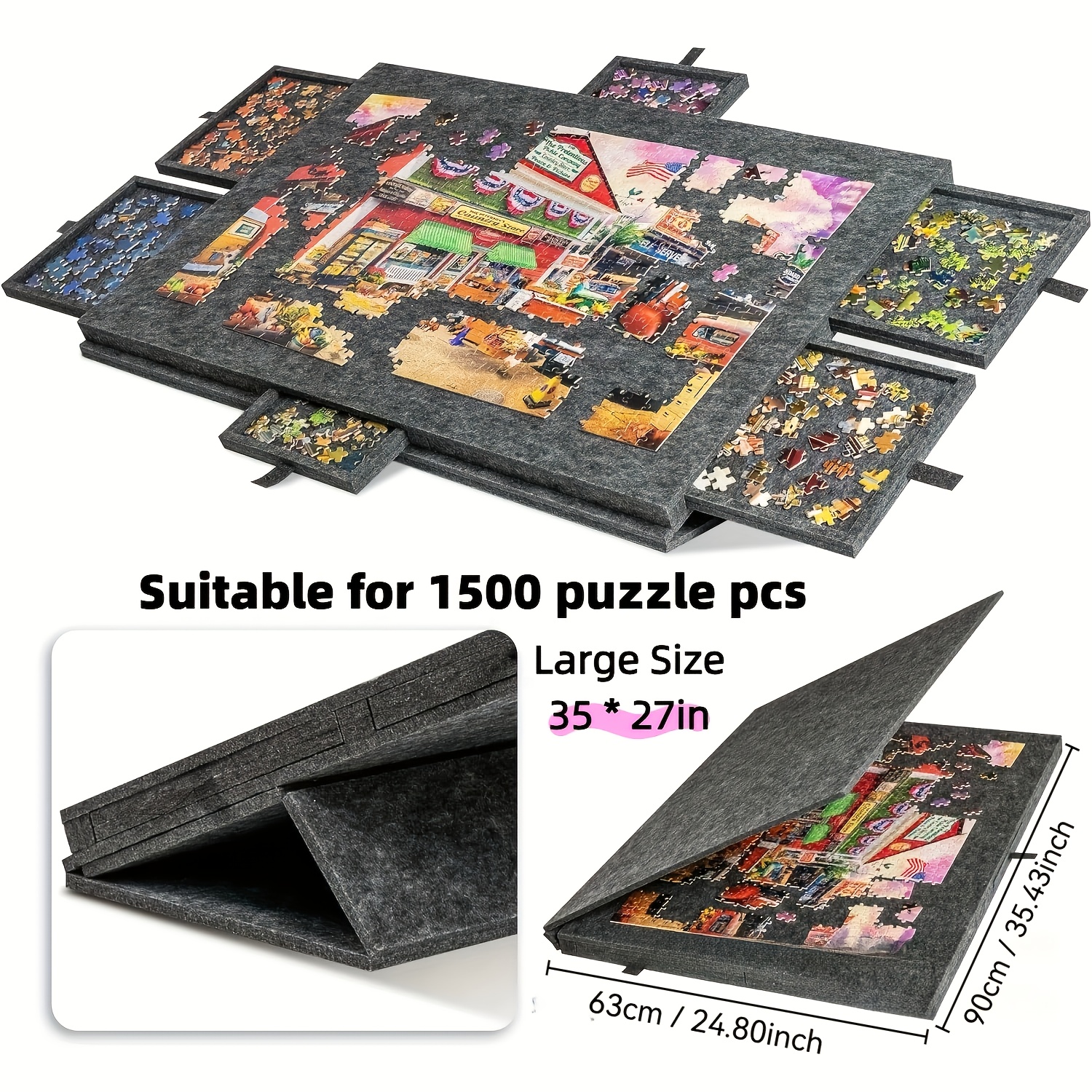 TEMU 1500/1000pcs Puzzle Table With Stand And Lid, Portable Puzzle Board, Convenient Puzzle Aid