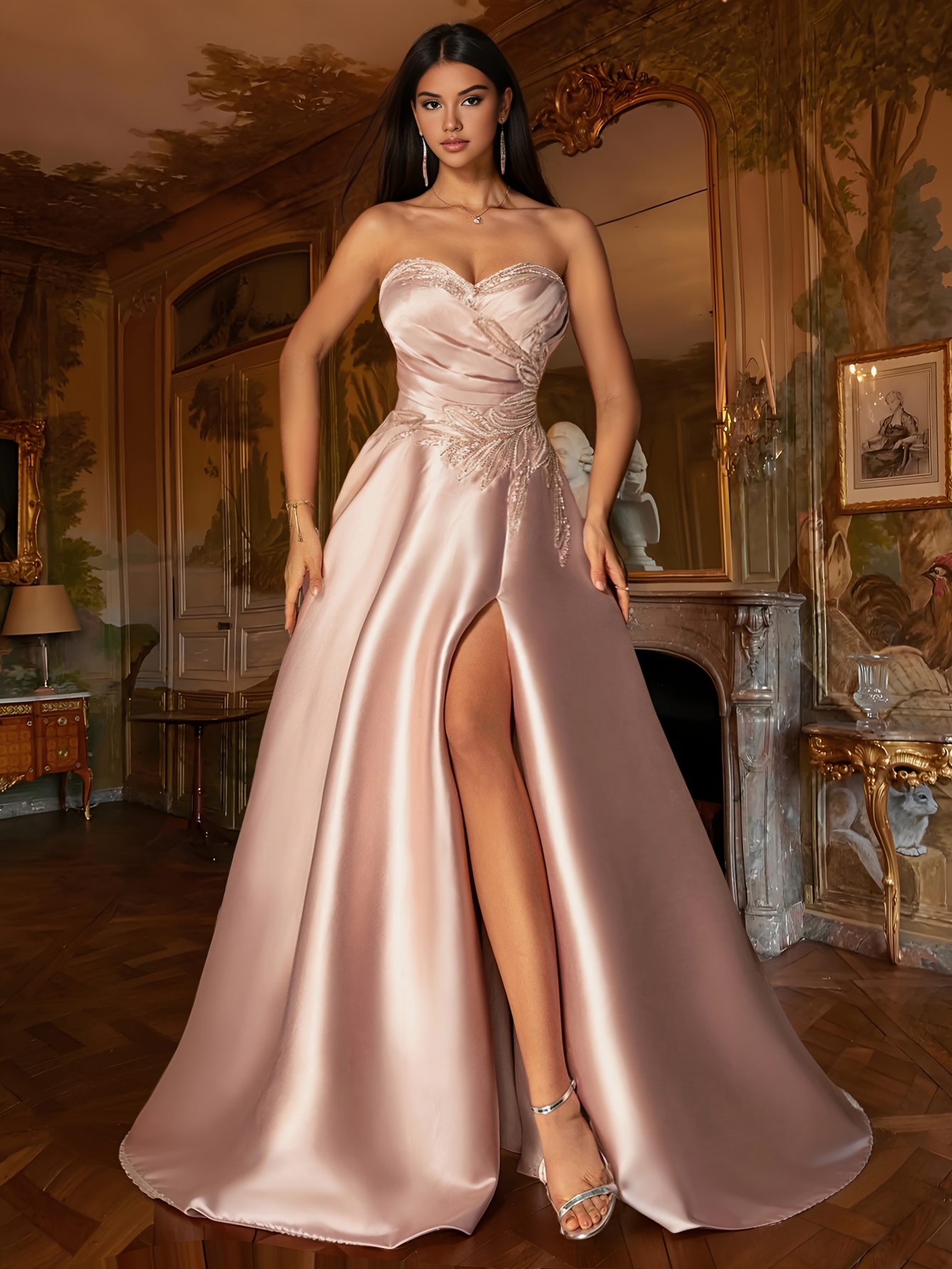strapless formal dresses australia Jacquard Ball Gown With Buttons