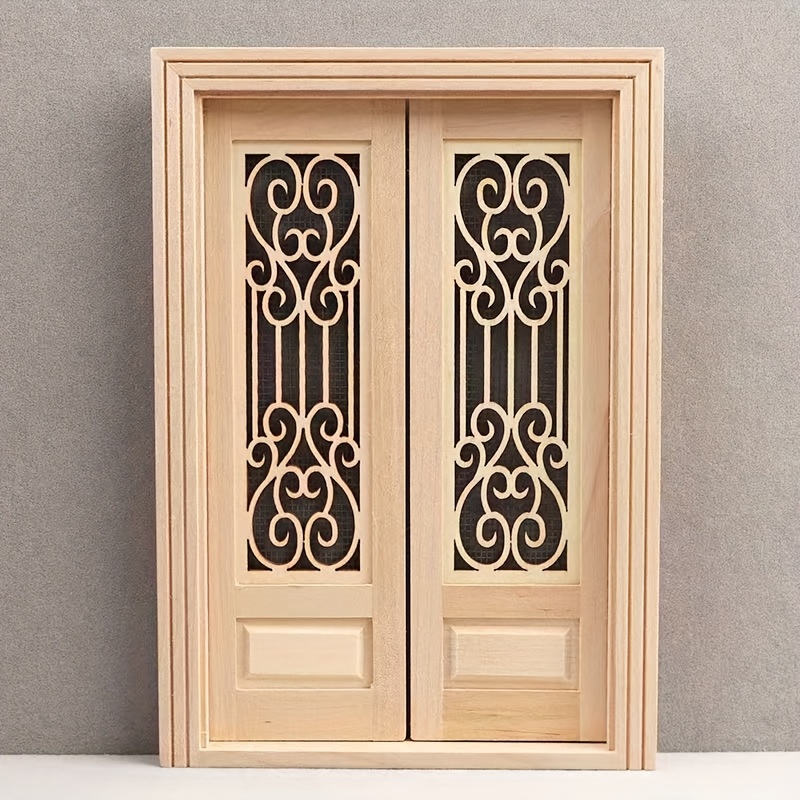 1:12 Scale Dollhouse Mini Furniture Door Window Model Double Opening Sheer Door