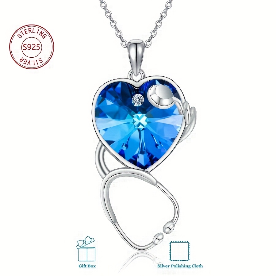Stethoscope Necklace in 925 Sterling Silver for Nurses