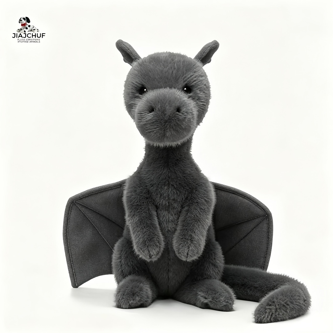 Image of 45cm/17.72 Inch Small Baby Dragon Plush Stuffed Black And White Dragon Toy, Gift For Children. Birthday Gift, Holiday Gift, Plush Doll Black And White Dragon, Black And White Dragon Stuffed Toy
