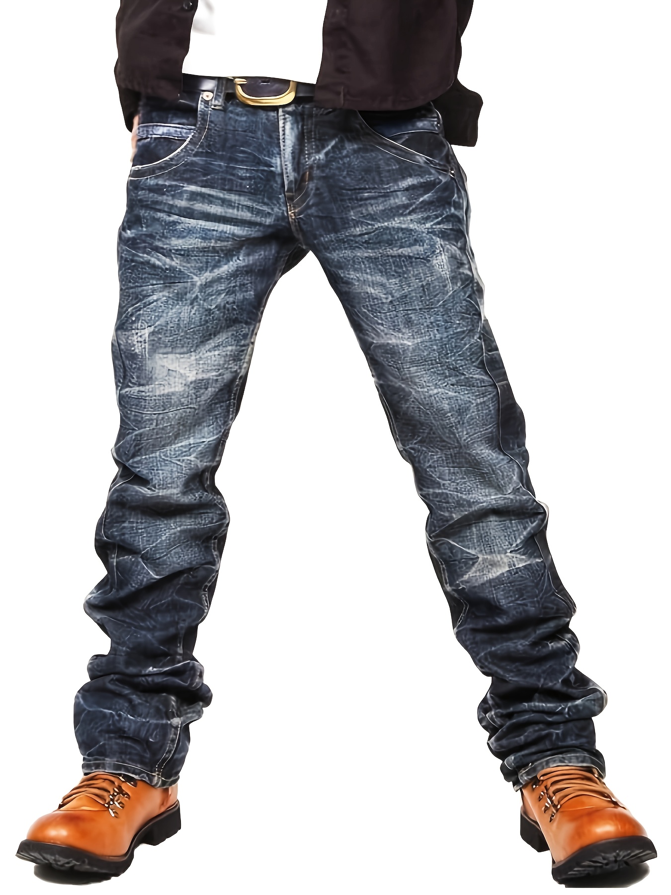   distressed stacked jeans