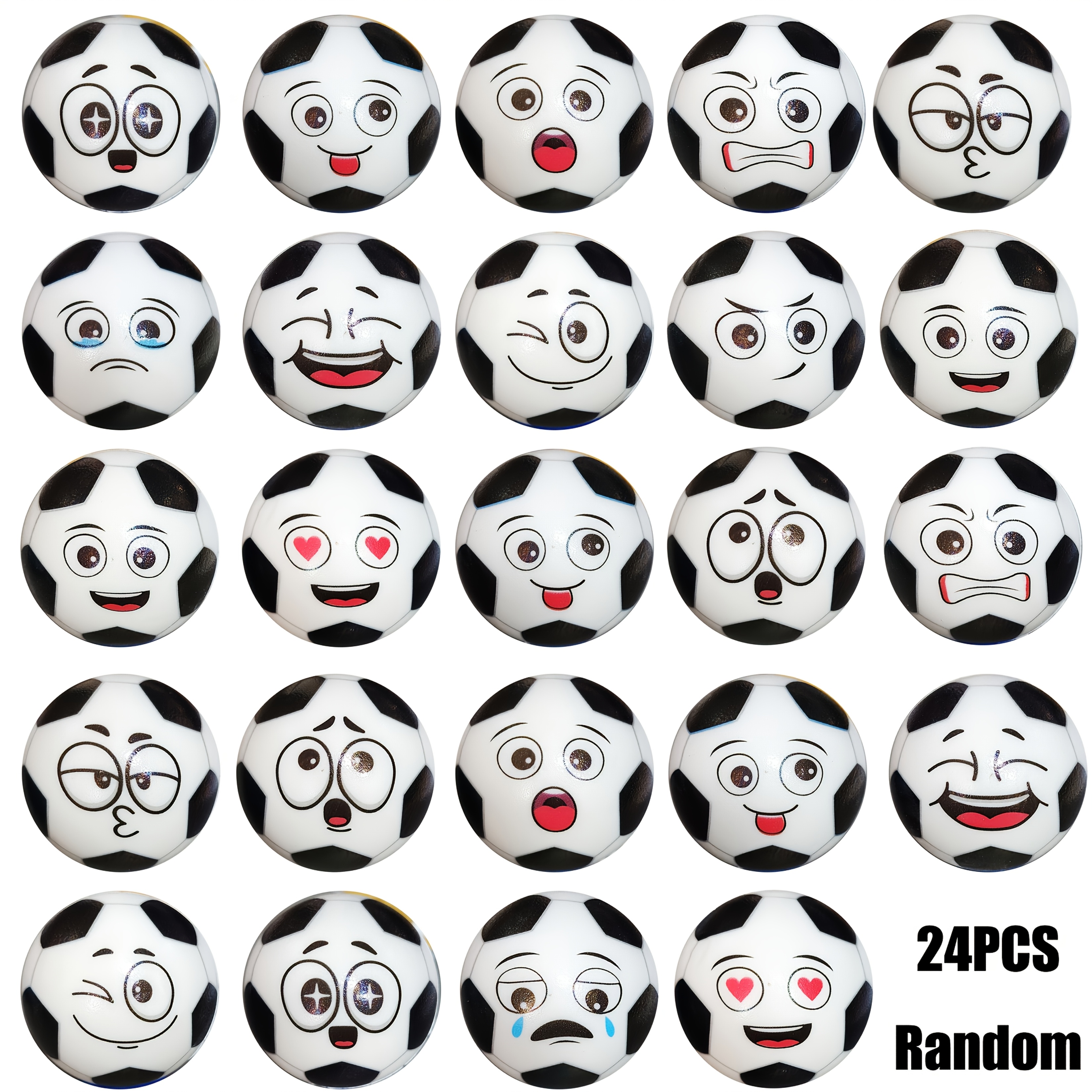 24-pack Mini Simulation Soccer Balls With , Squeeze Balls With Soccer Print Patterns, Creative And Fun Soft Squeeze Toys, Small Party Favors For Gatherings , Styles Random