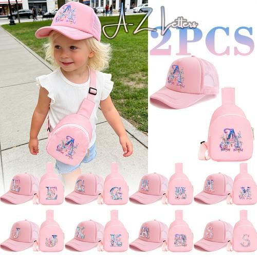 2pcs girls gorgeous castle and decor baseball cap and matching chest bag set stylish sweet cute hat and portable storage bag ideal for daily wear travel vacation school and perfect birthday gift