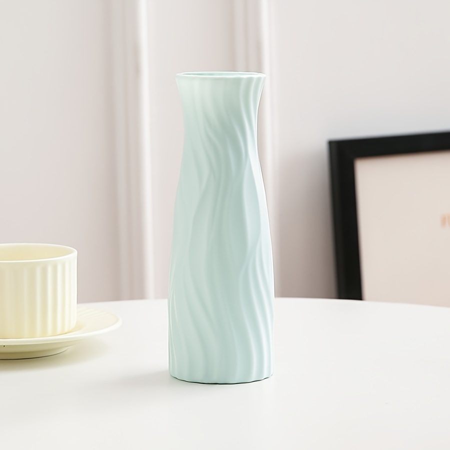 Image of Modern Striped Plastic Vase For Fresh & Dried Flowers - Perfect For Living Room Decor, Tabletop Display