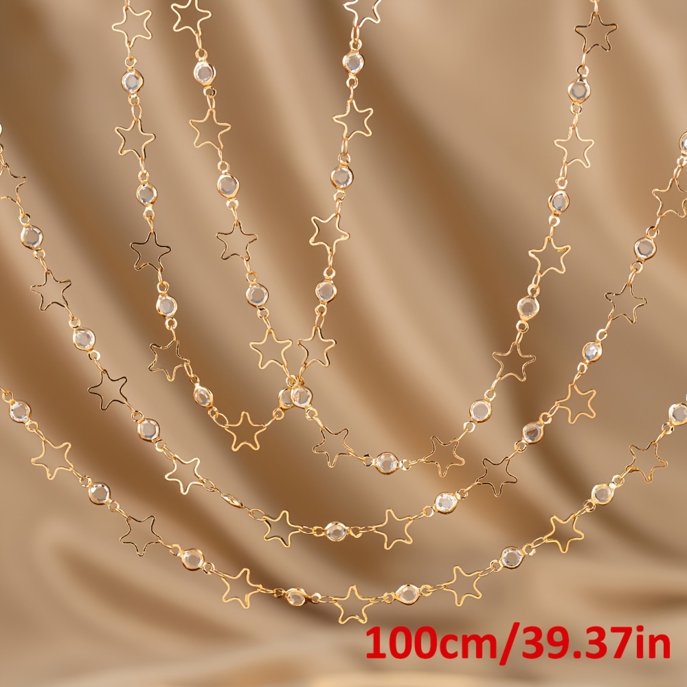 E-shop 1 Meter Stern Glaskugel Kette Goldene Kupferkette für Halskette Armband Schmuckherstellung Zubehör