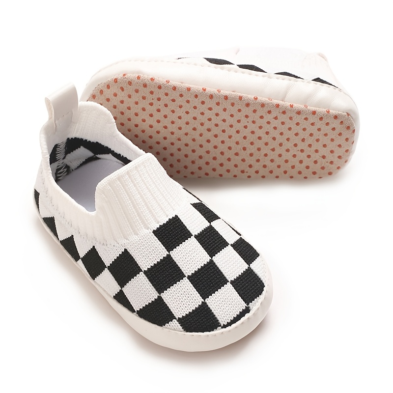 1 Pair Unisex Infant Casual Slip-On Shoes, Plaid & Solid Color, Comfortable Lightweight Non-Slip Walking Footwear for Indoor & Outdoor, Fabric Upper, Cloth Insole, Spring/Fall Collection