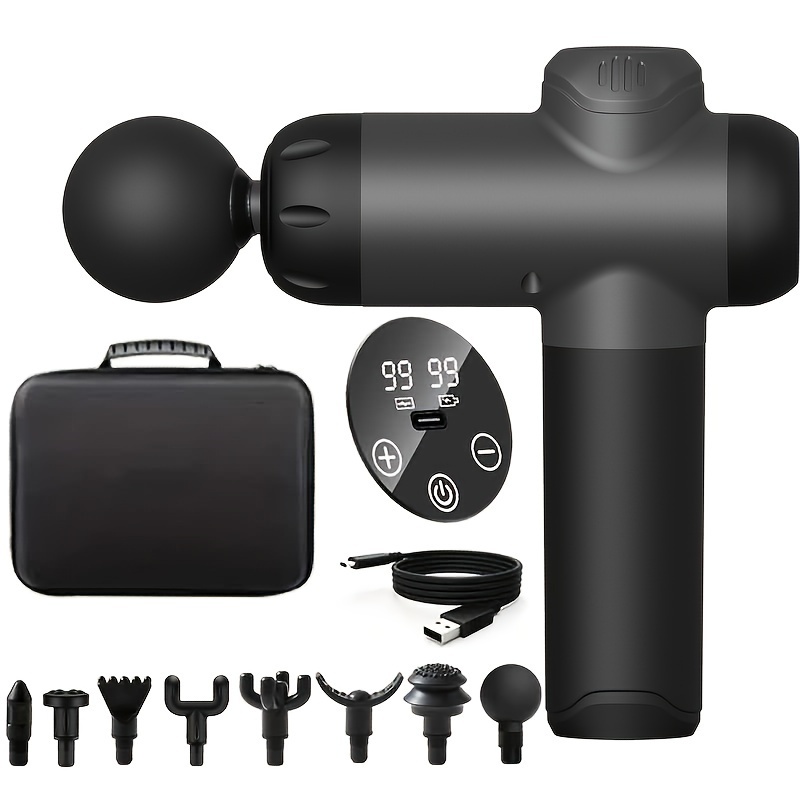 Home massage gun tapping massager 8 types of massage heads LCD display 99 speed adjustment belt exquisite storage bag, a good choice for holiday and birthday gifts
