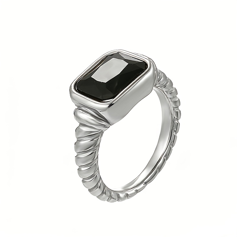 Twisty Rope Band Square Ring, Vintage Dual-Tone Design