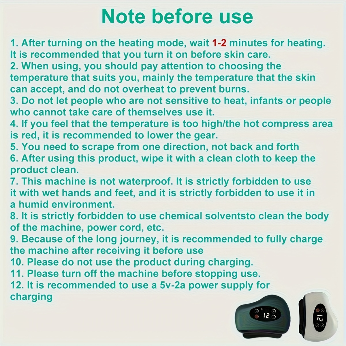 NIJ 12 Adjustable USB Charging Home Portable Beauty Electric Scraping Board