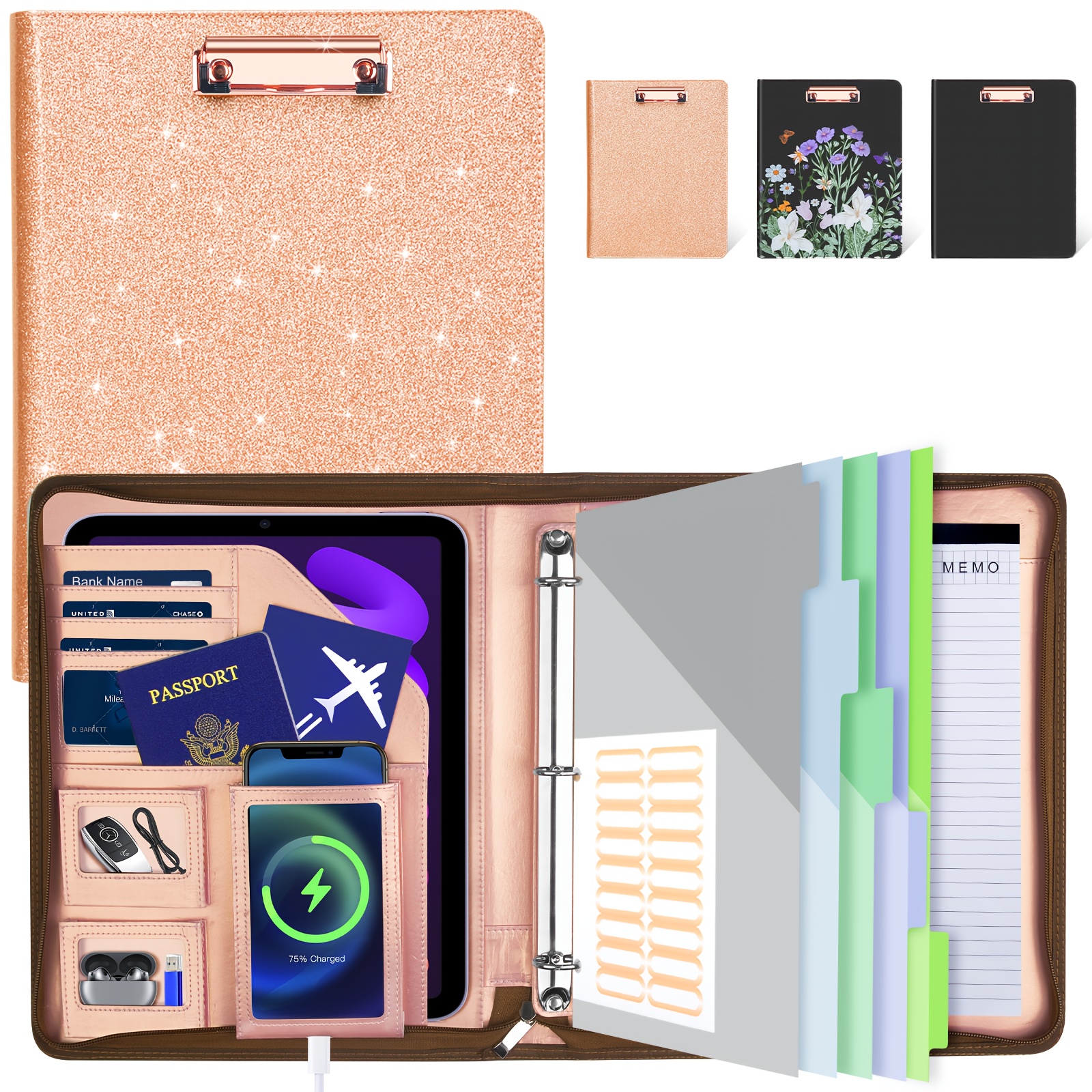 business card holder for 3 ring binder Amazon.com : 2Fold 3 Ring Binder 1 Inch with Clear Front Pocket - Premium  PU Faux Leather Presentation Binder main image 1