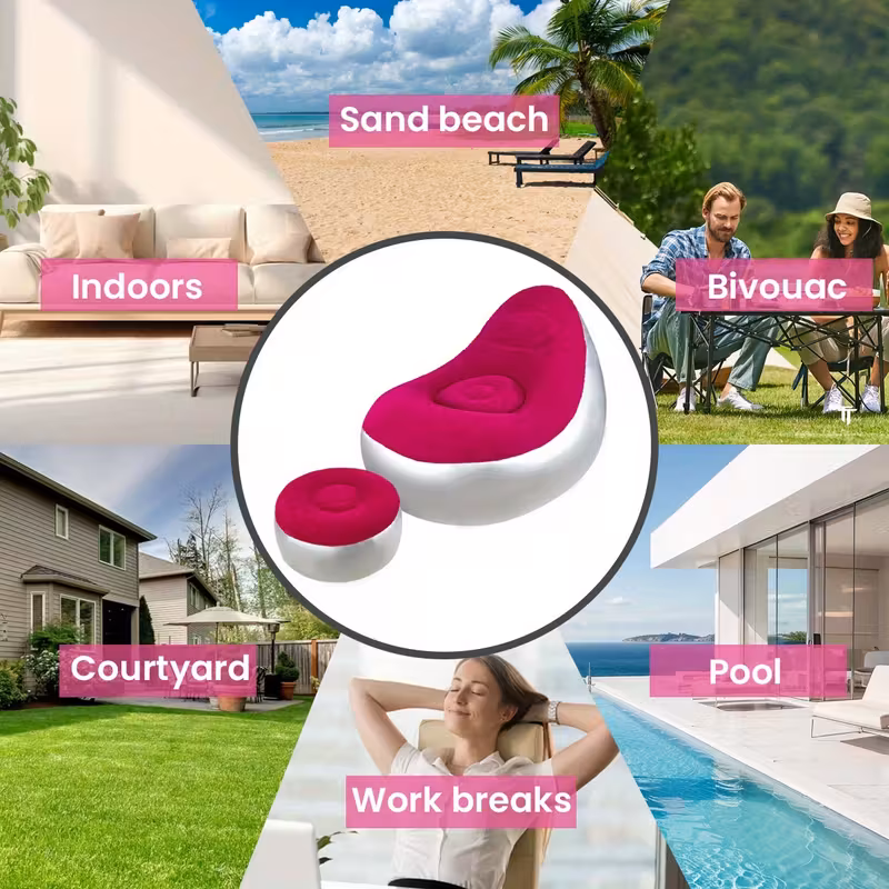 adult inflatable recliner sofa with stool heavy duty portable folding space saving indoor outdoor lounge chair for living room camping travel balcony easy setup storage no red Product details 14