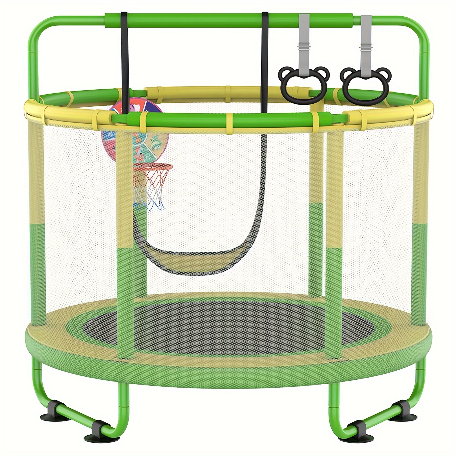 60 Kids Trampoline 5ft Toddler Mini Trampoline Indoor Outdoor Toys With Swing Basketball Hoop Board Gymnastics Bar Birthday Gifts For Girls Boys Age 1 8 Temu Temu