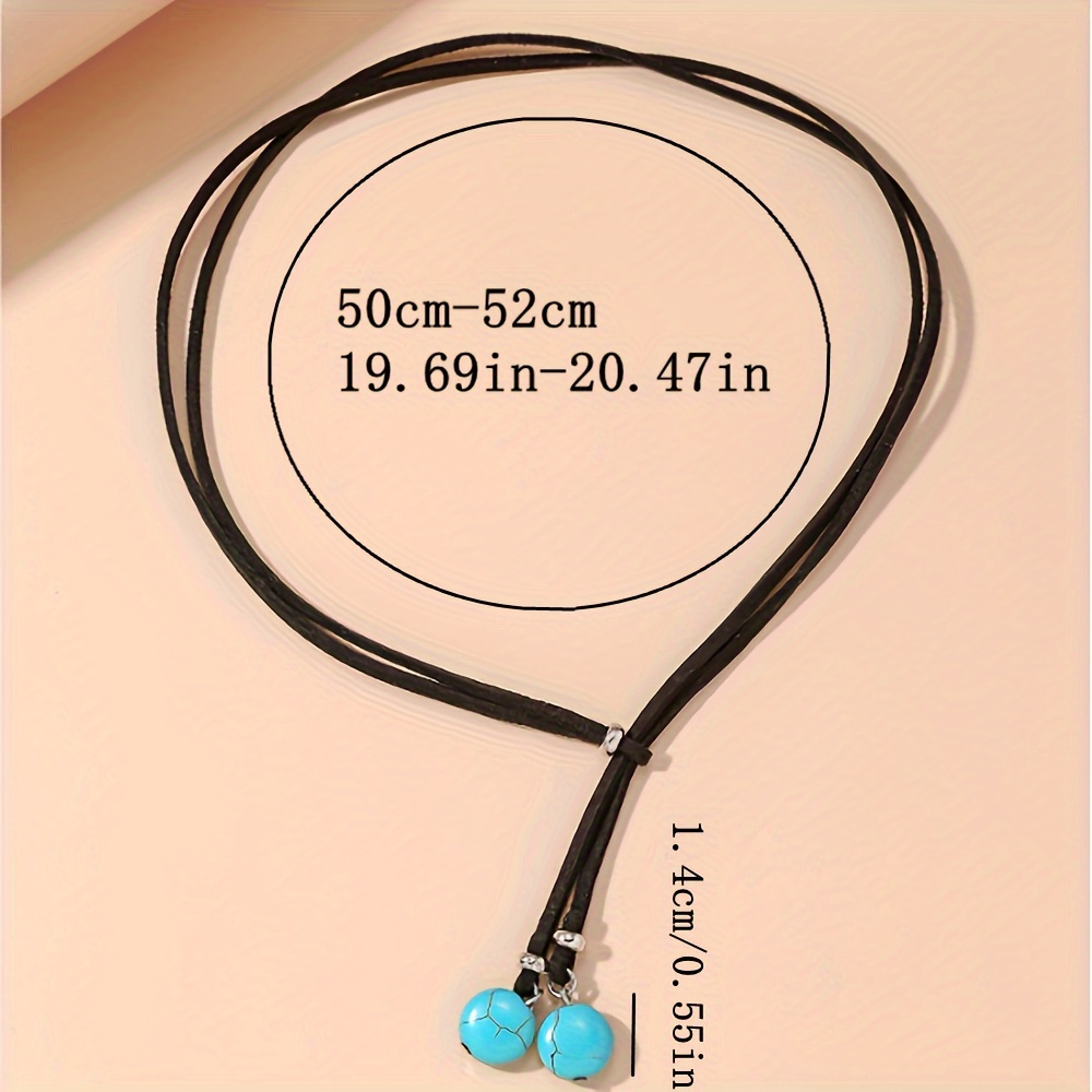 Boho Y Turquoise Bead Necklace for Women's Vacation