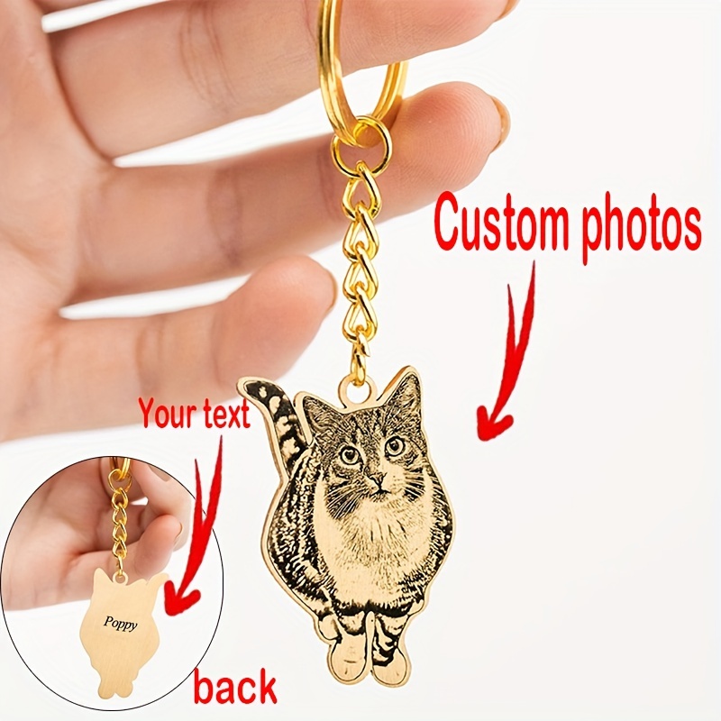 

[popular ] Customized Photo Keychain Stainless Steel Real Cat And Dog Text Keychain Personalized Customized Pet Memorial Jewelry Unique Gift For Pet Lovers Unique Gift For Lost Pets Give To Her