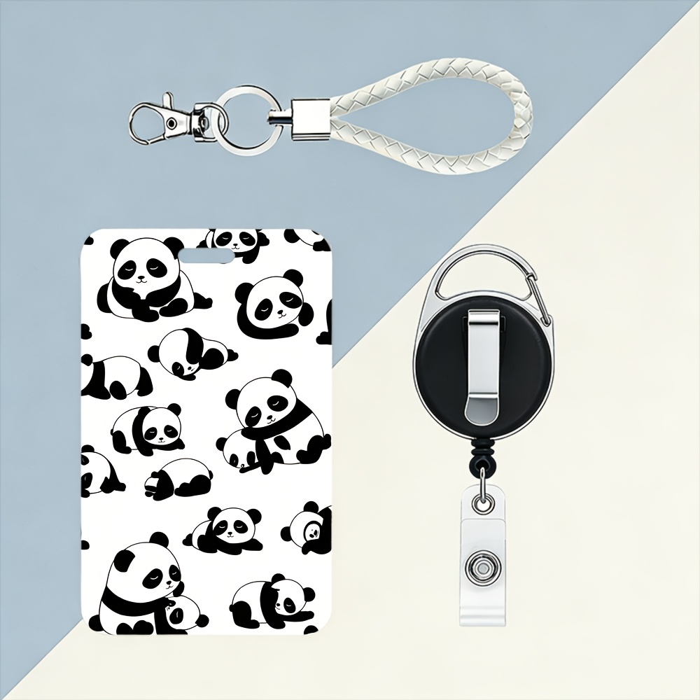 TEMU Cute Holder Set Of 3, Retractable Hook, Woven Lanyard, Cartoon Id Card Bag, Student Campus Id Bus Card Holder, Nurse Work Id Card Holder, Office