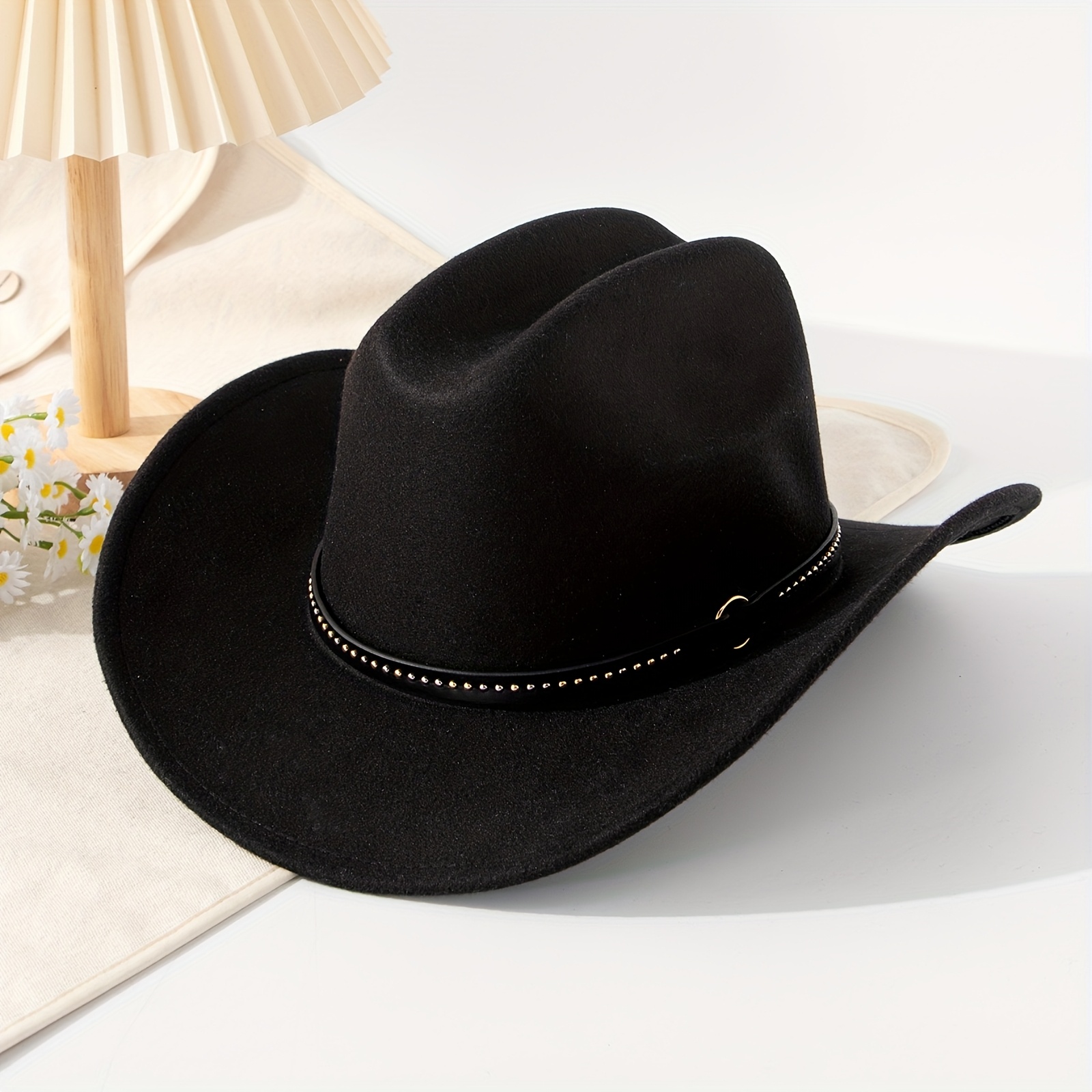 western style tweed textured polyester cowboy hat wide brim  display picture 2