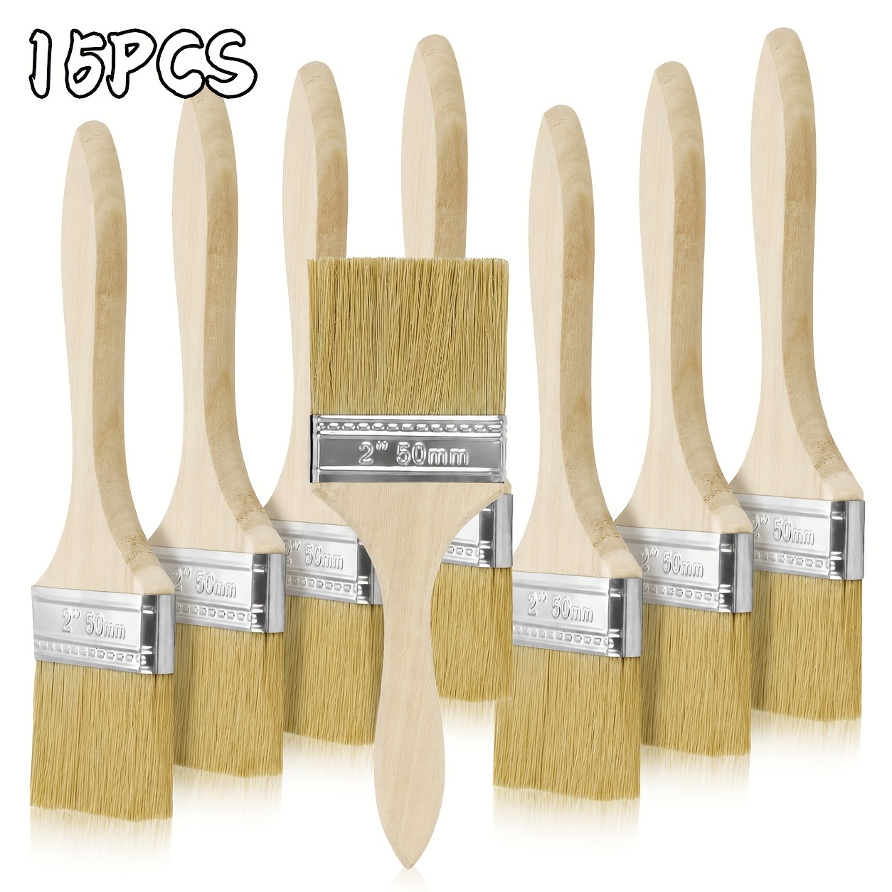 Temu – TEMU Paint And Cleaning Brushes, 2-inch Brushes Suitable For Paint Stains, Varnishes, Watercolors, Wood, Walls, And Furniture, 15pcs
