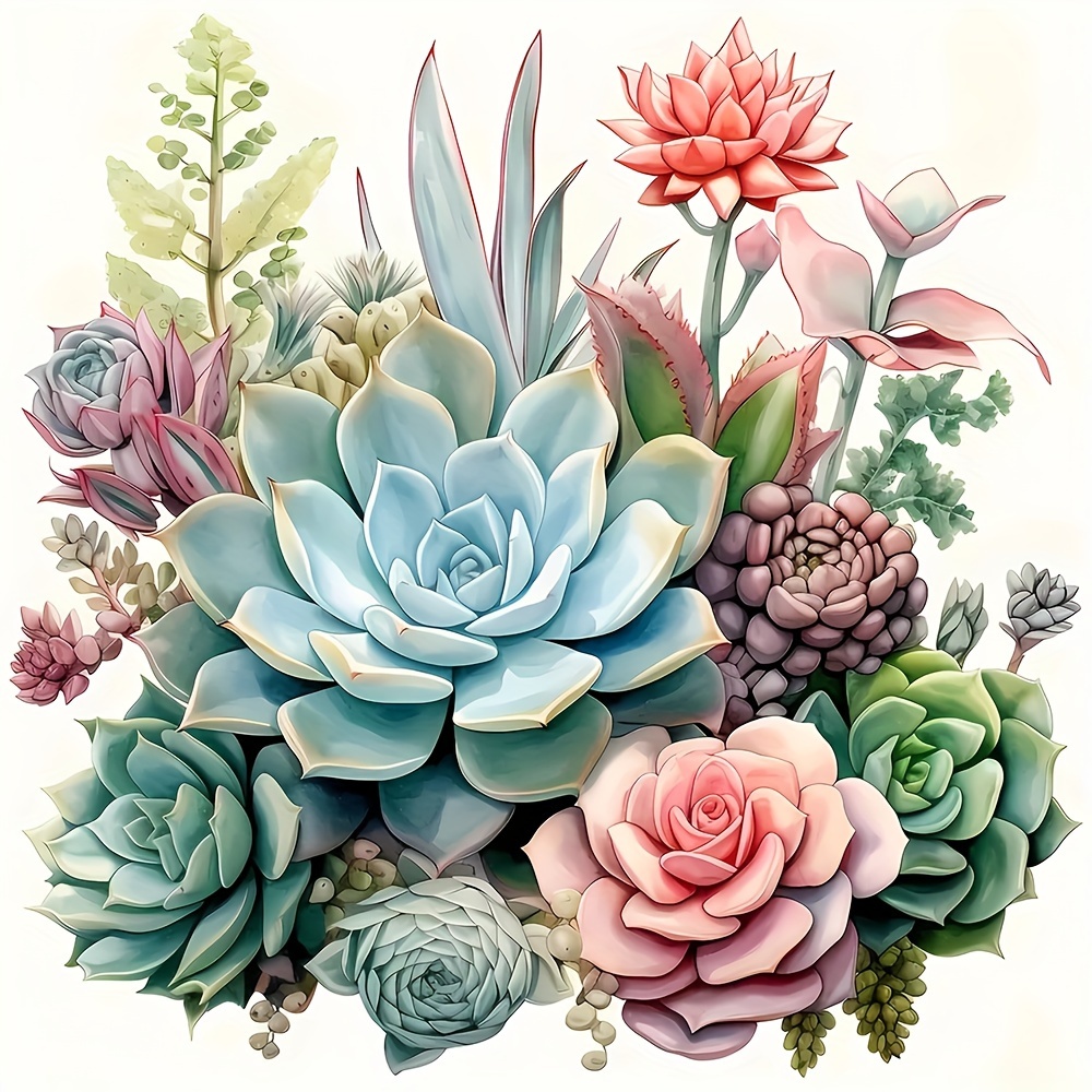 

Succulent Garden 5d Diamond Painting Kit, 7.87x7.87in - Diy Round Diamond Mosaic Art For Home Decor, Frameless Craft Set For Adults & Beginners, Relaxing Gift Idea