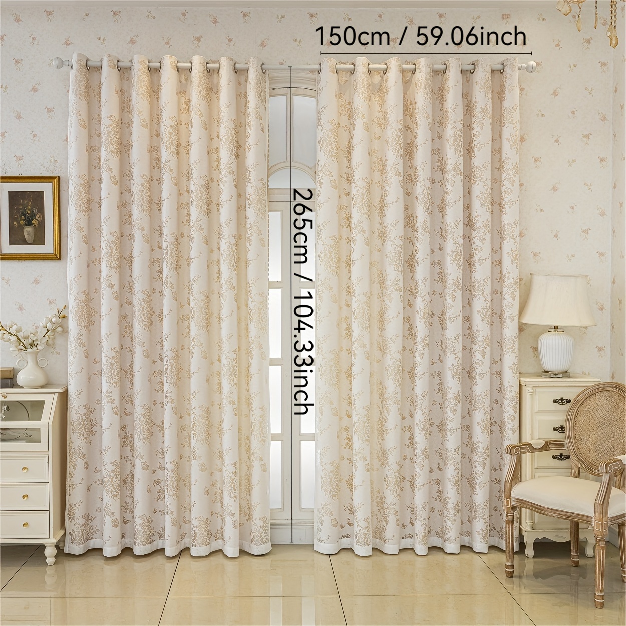 TEMU 1pc Rideau Double Ombrage Fleur Convient pour Salon Balcon Salle à Manger Chambre Décoration Maison