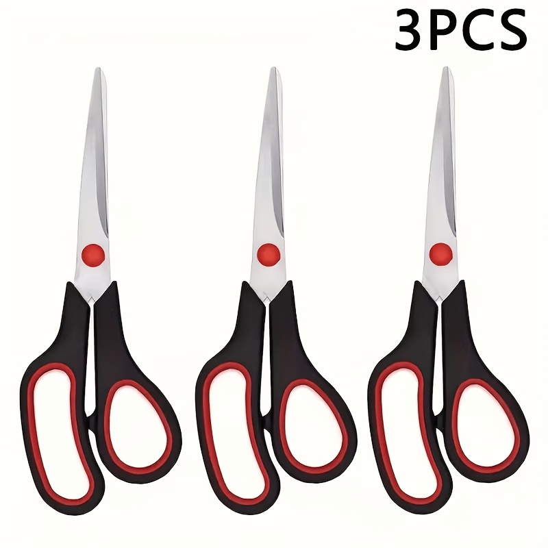 TEMU 3 Ultra-sharp 6.7-inch Stationery Scissors, Stainless Steel Sharp High-quality Household Paper Cutting Scissors With Rubber Handles, Anti-slip