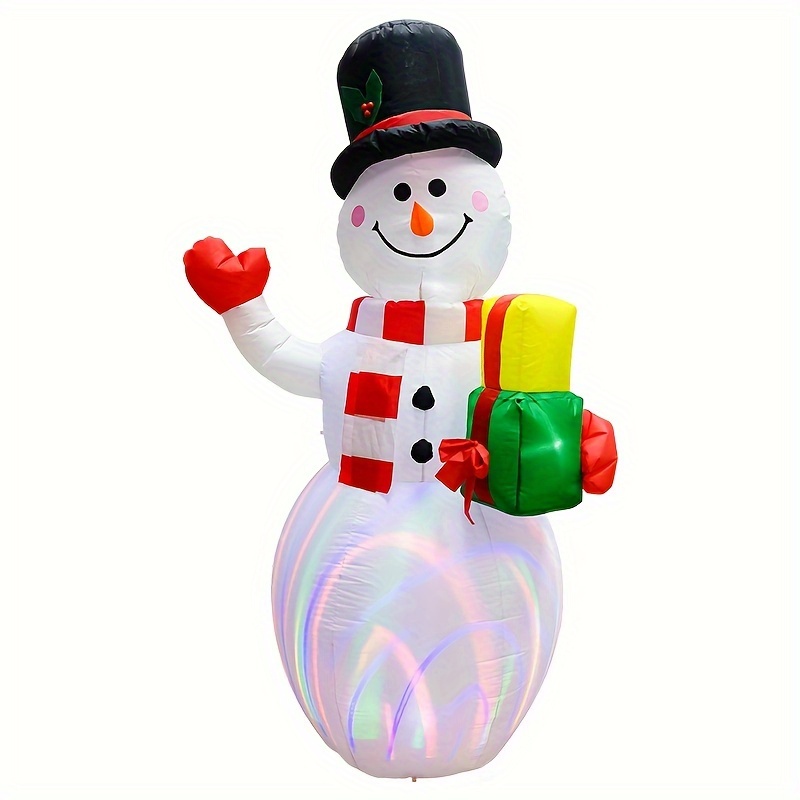 TEMU 5ft Led Snowman Inflatable Christmas Decoration - Outdoor Yard & Garden With Rotating Lights, & Easy Setup For