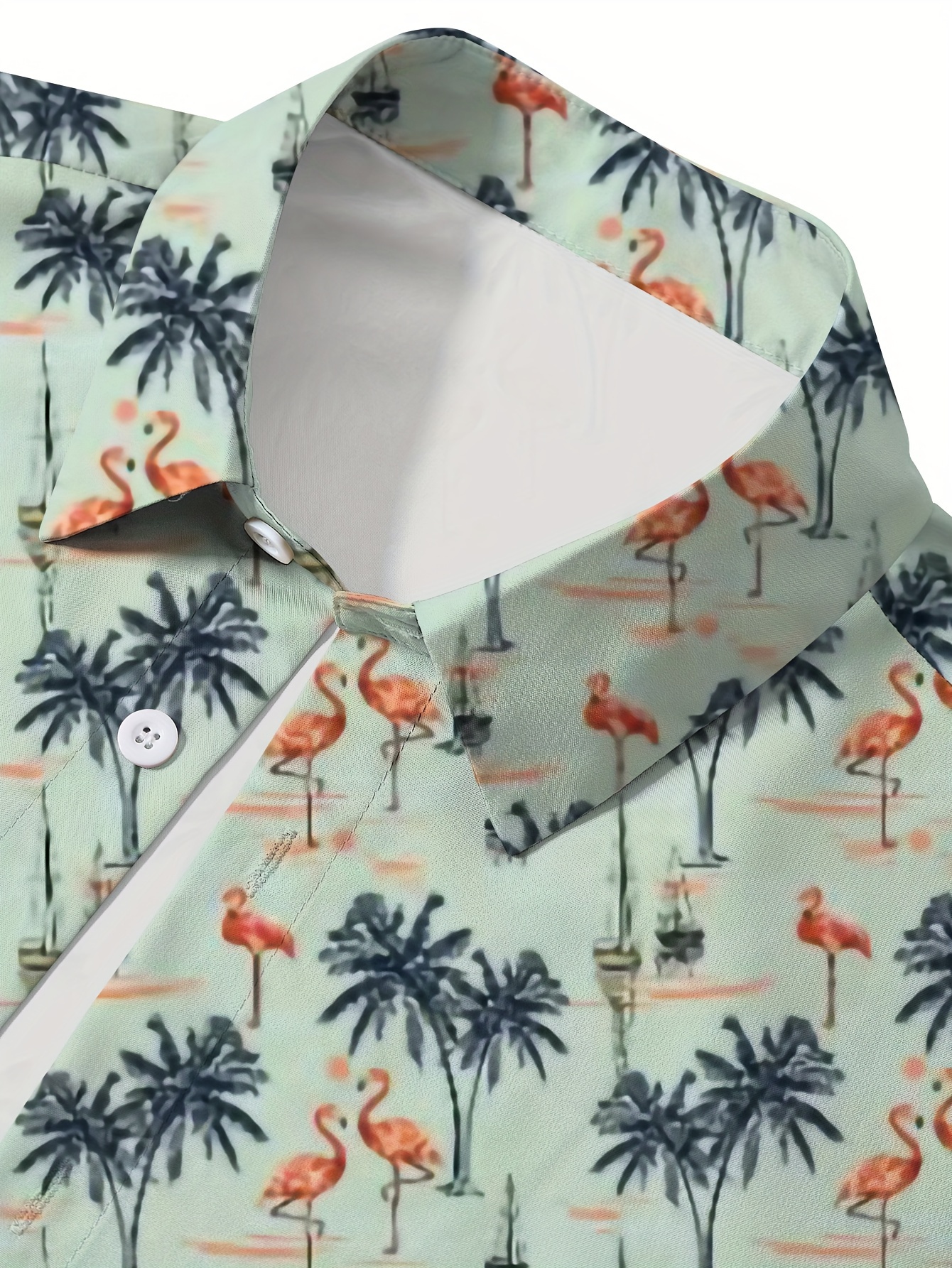 Men's Shirt Top Flamingo Coconut Tree Print Camp Collar - Temu