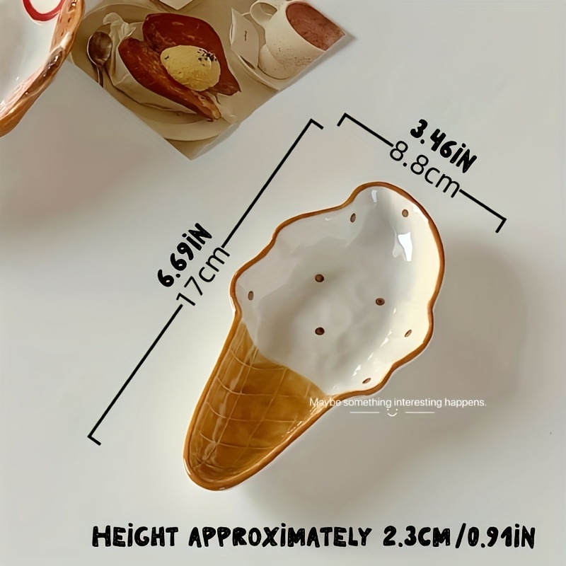 2pcs ice cream shaped plates cute seasoning plates ceramic snack dessert plates chopstick holders sushi soy sauce plates sauce plates suitable for appetizer plates   fathers day halloween christmas new year creative tableware Product details 1