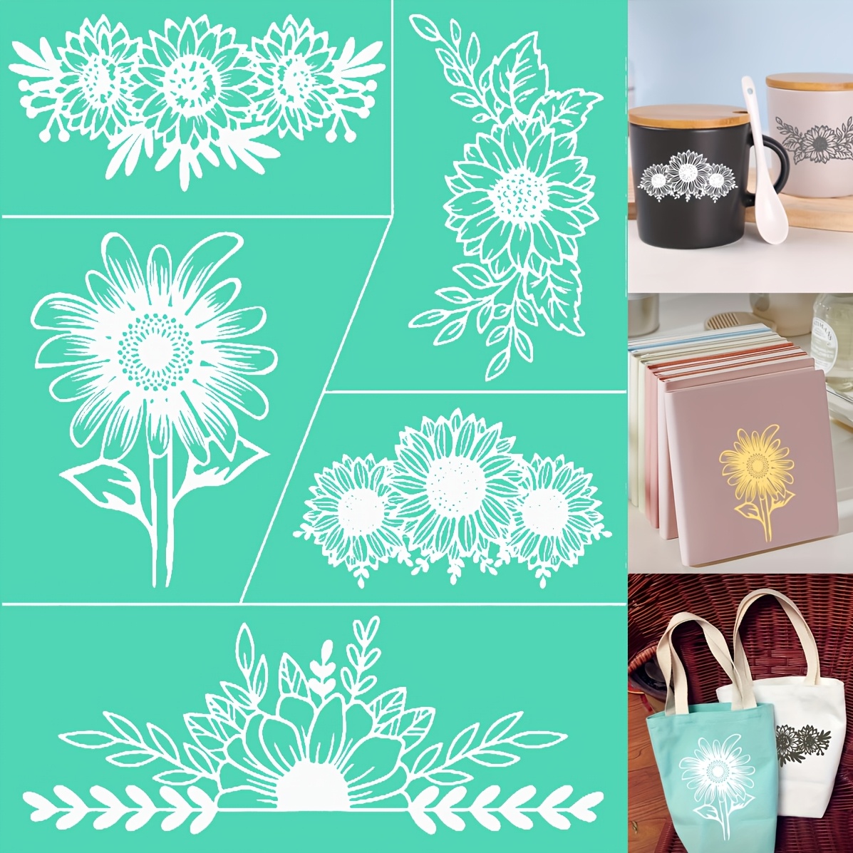 Sunflower Silkscreen Stencil Reusable Self-Adhesive