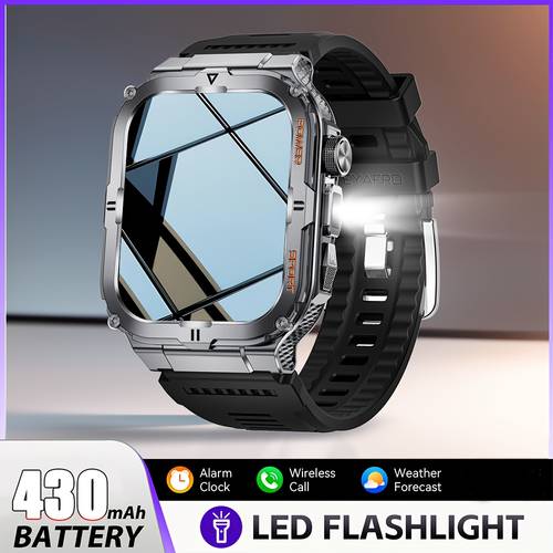 outdoor mens watch body and band have carving 1 96 large size ip68 dust and water 430mah large capacity battery