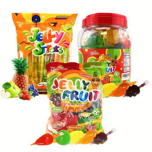 3pcs jelly straw canned gelatin snacks freezer friendly gummy candy with strawberry mango pineapple shaped jelly for s party favors lunchbox treats contains wheat